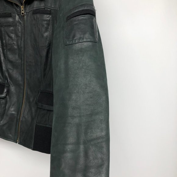 Nordstrom's Make + Model Black Leather Bomber Jacket size M - Picture 9 of 14